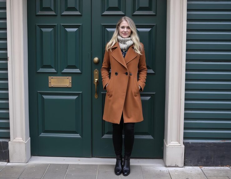 HOTIAN Women Cropped Wool Blend Coat