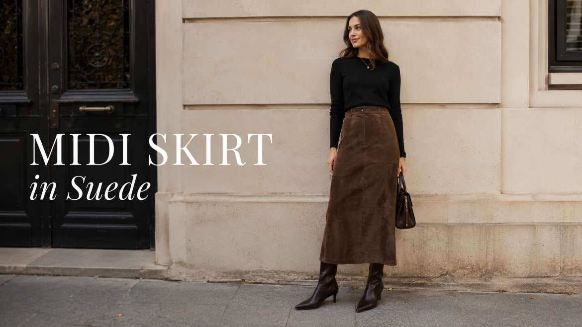 The Midi Skirt in Suede