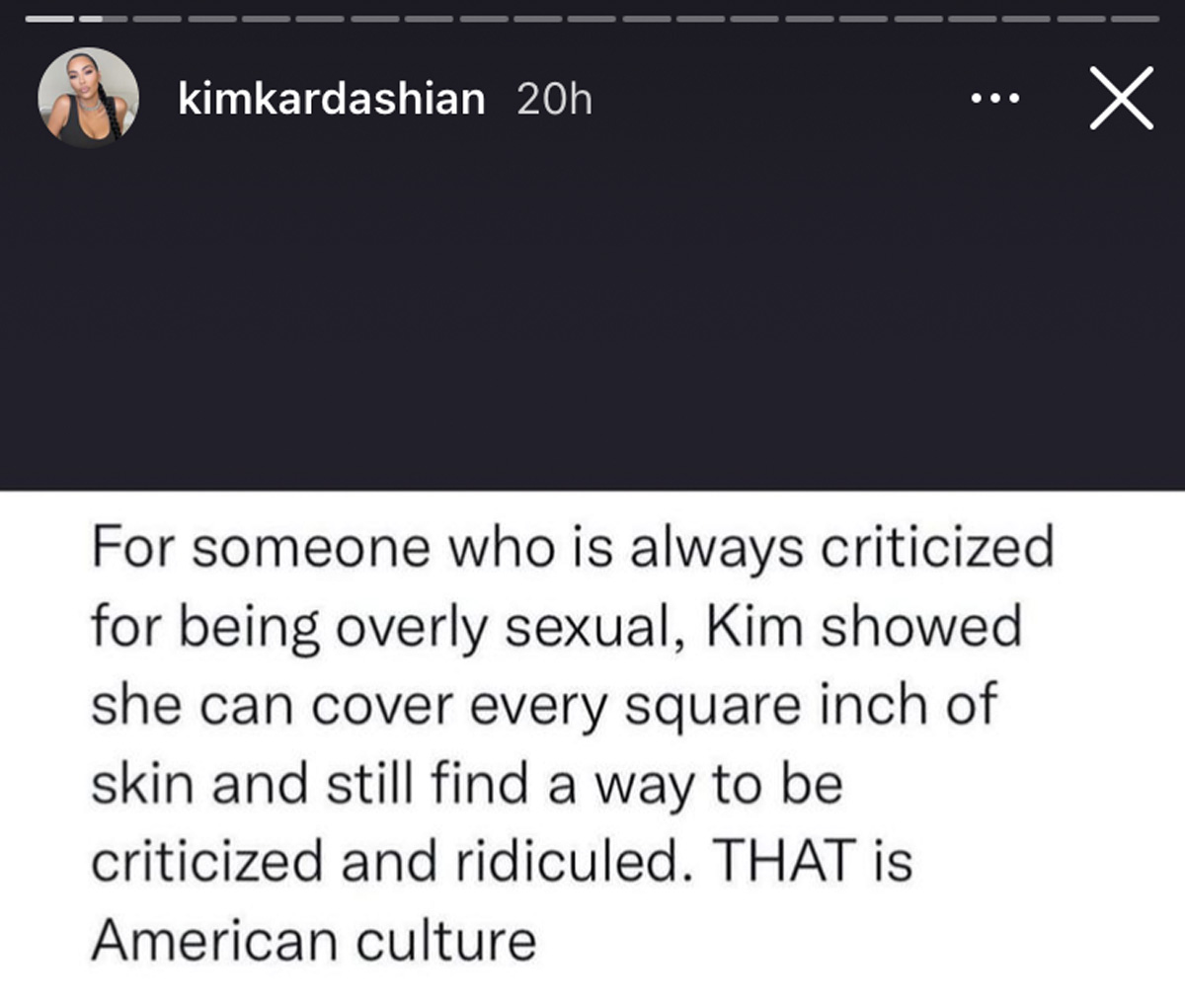 Kim Kardashian has thoughts well-nigh her Met Gala squint and the public's reaction to it.