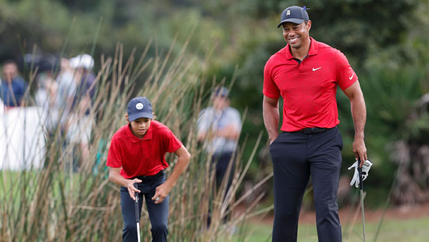 Tiger Woods Watches Proudly As Son Charlie, 12, Takes Epic Shots At PNC Golf Tournament — Watch